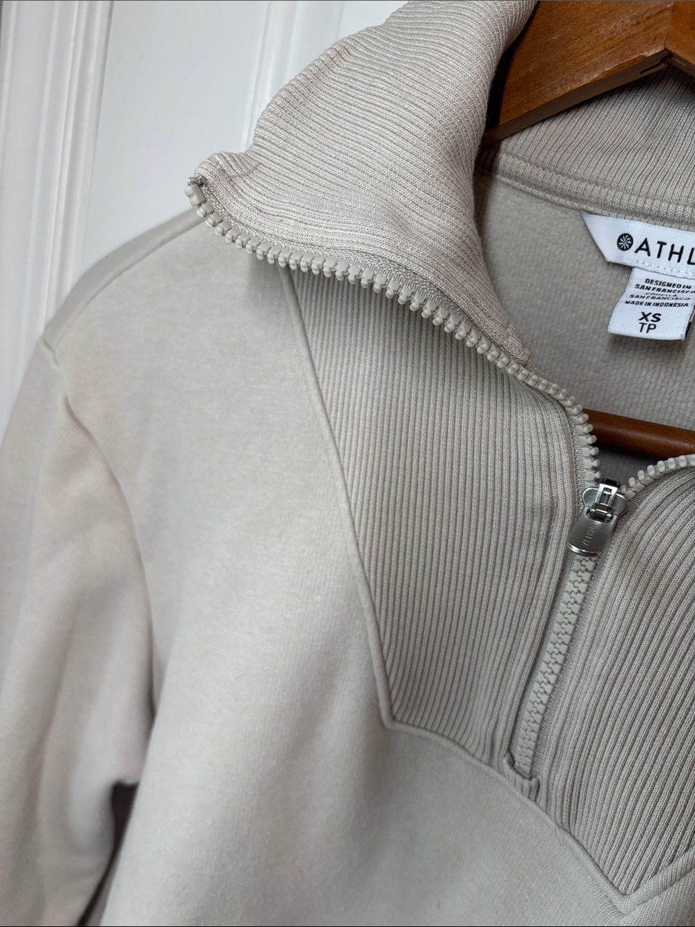 Athleta Cream Cozy Karma Half-Zip Pullover Sweatshirt - Picture 3 of 9